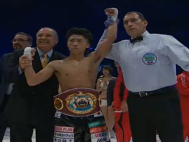 Naoya Inoue scored two knockdowns in round two to finish the job early. Screenshot from live stream 