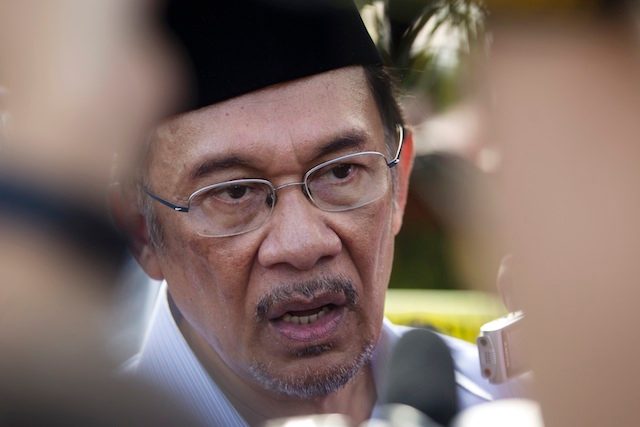 Malaysian opposition leader Anwar Ibrahim in Penang, Malaysia, 05 May 2013. Ahmad Yusni/EPA