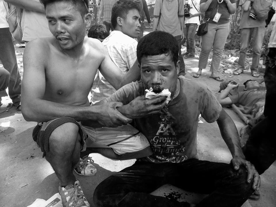 DROUGHT PROTEST. A farmer is wounded after drought protest in Kidapawan City was violently dispersed on April 1. Photo by Kilab Multimedia  