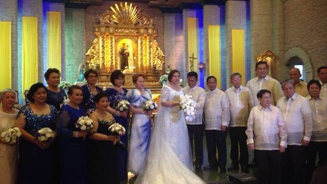 WED AT LAST. PDAF lawyer Levito Baligod weds Leyte politician Marilou Veloso-Galenzoga in Silang, Cavite on Wednesday, May 28. Among the godfathers is Vice President Jejomar Binay. 