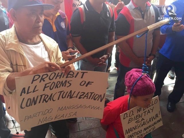 NO CONTRACTUALIZATION. Labor groups want all forms of contractualization to be prohibited. Photo by Patty Pasion/Rappler 