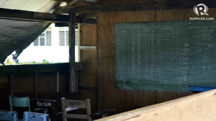 INSIDE. The interior of the makeshift classrooms where students continue to study after Haiyan.