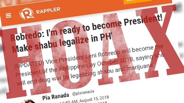 HOAX: ‘Robredo’s legalize shabu article on Rappler’