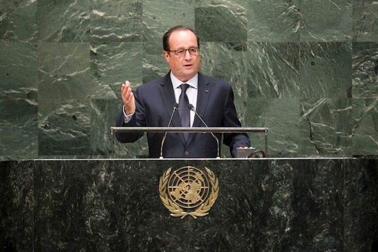 François Hollande, President of France, addresses the general debate of the 69th session of the General Assembly, 24 September 2014, United Nations, New York. Cia Pak/UN Photo