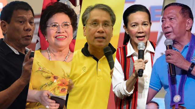 CALON PRESIDEN FILIPINA. Lima calon Presiden yang ikut dalam pemilihan umum Filipina pada Senin, 9 Mei. Foto oleh Rappler 
