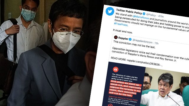 Twitter expresses support for Maria Ressa, press freedom