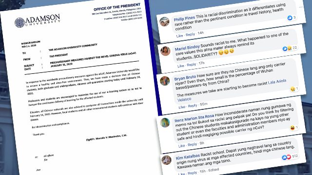 Adamson University under fire for ‘racist’ safety measures vs 2019-nCoV