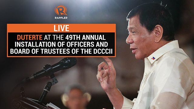 LIVE: Duterte at the 49th Annual Installation of Officers and Board of Trustees of the DCCCII