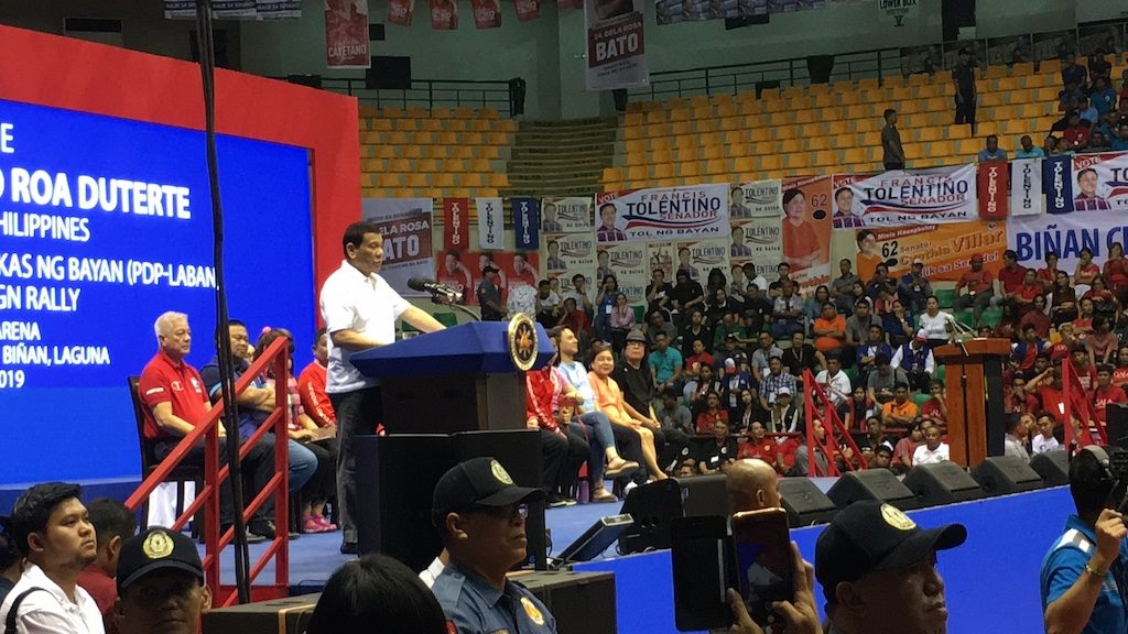 LAGUNA. In a rally in Biñan, I was seated near the stage, Malacañang officers, and President Duterte. Photo by Camille Elemia/Rappler  