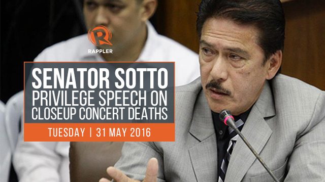WATCH: Senator Sotto’s privilege speech on the Closeup concert deaths