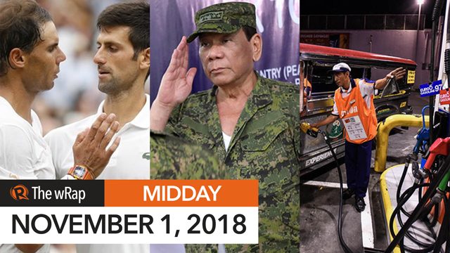 Militarization of government, jeepney fare hike, Nadal out of Paris Masters | Midday wRap