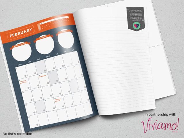 PLAN TOGETHER. Jot down your goals on the “Be The Good” dateless organizer (P550) 