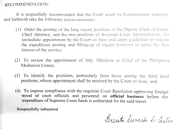 MEMORANDUM. Last page of Associate Justice Teresita Leonardo-De Castro's memorandum sent to Supreme Court justices on July 10, 2017. 