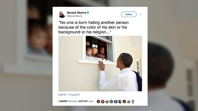 Obama post-Charlottesville tweet most liked ever on Twitter