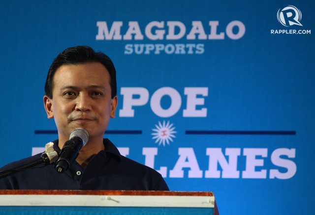 CLASH. Antonio Trillanes IV is against K to 12. And yet for president, he endorses Senator Grace Poe, who is in favor of the program. Photo by Joel Liporada/Rappler 