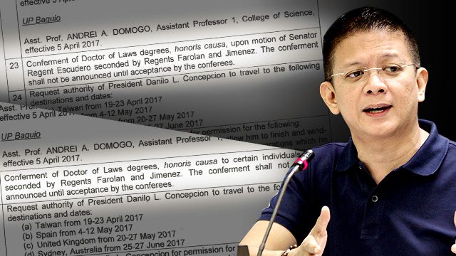 Who proposed honorary U.P. degree for Duterte?