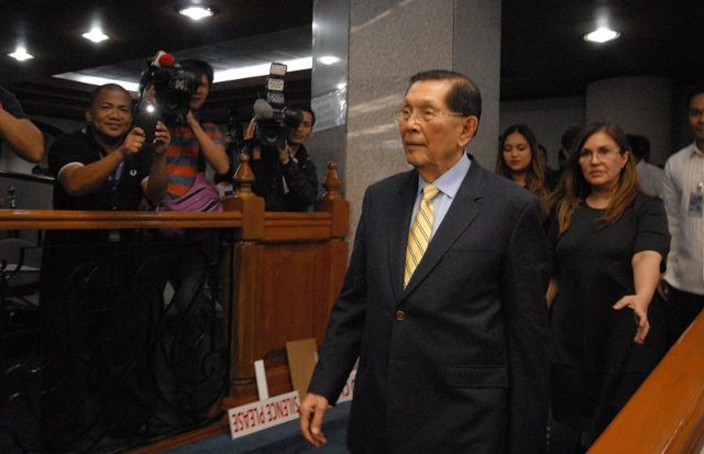 FREE AGAIN. Senator Juan Ponce Enrile, who's out on bail over corruption charges. File photo from Senate PRIB 