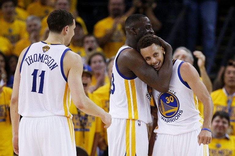 Stephen Curry has plenty of back-up with lights out shooter Klay Thompson and triple-double machine Draymond Green. Photo by Ezra Shaw/Getty Images/AFP 