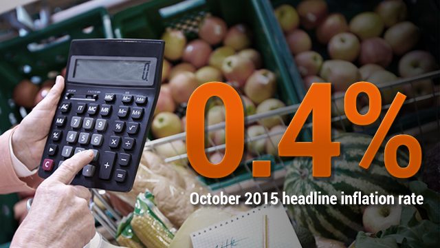 Inflation steady at 0.4% in October