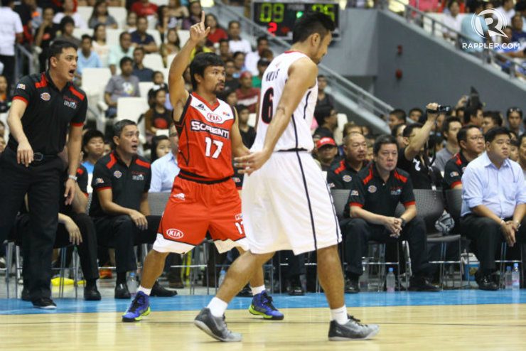 Manny Pacquiao calls for a pass on the wing. Photo by Josh Albelda