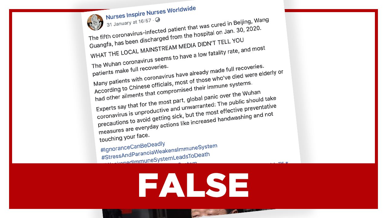 FALSE: Media didn’t report novel coronavirus has low fatality rate