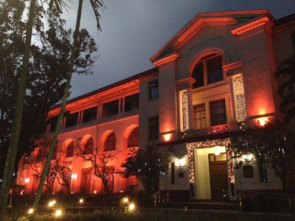 ALL LIT UP. The UP College of Law goes orange to show support for the project. Photo from the UN Women Safe Cities Metro Manila Programme