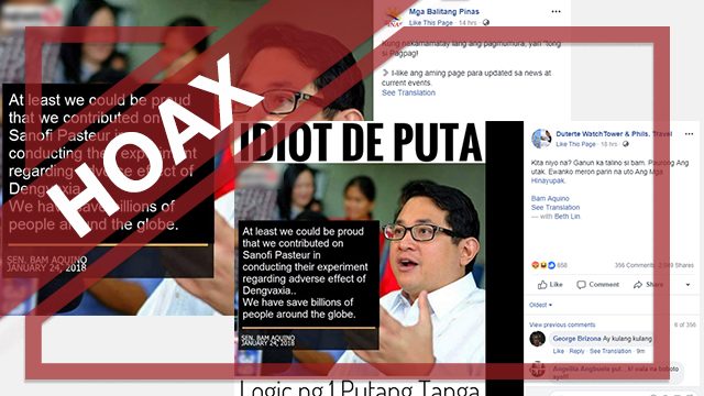 HOAX: Bam Aquino’s ‘quote’ on Dengvaxia