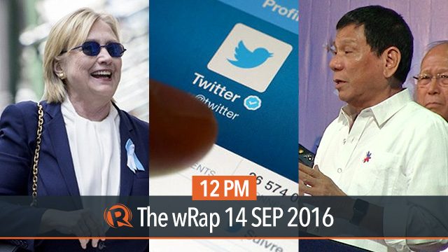 Duterte on joint patrols, Hillary Clinton, Twitter character limit | 12PM wRap