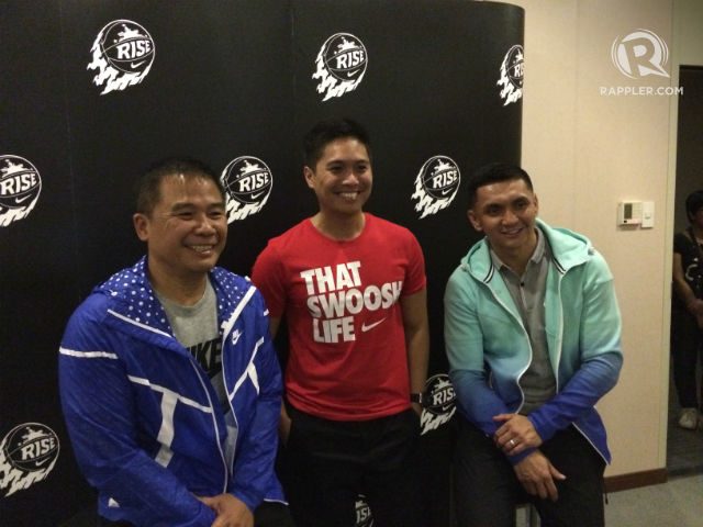 Nike PH Country Marketing Manager Patrick Reyes with Chot Reyes and Jimmy Alapag. Photo by Naveen Ganglani/Rappler 