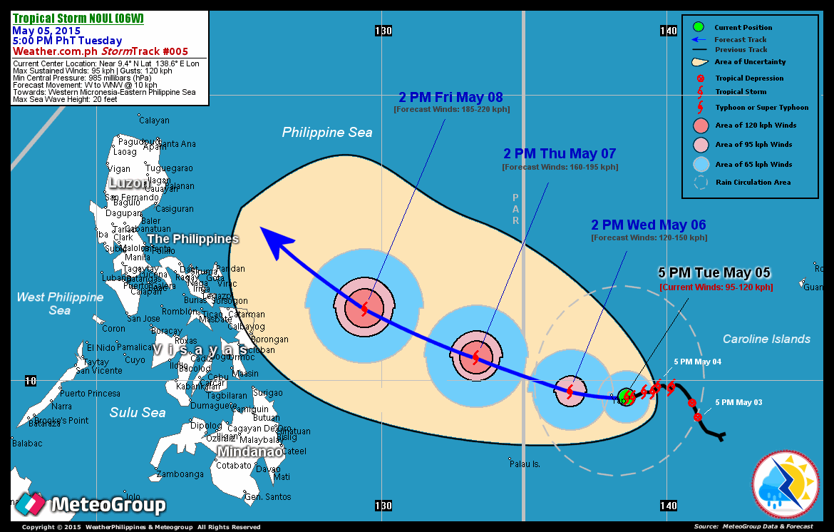 POSSIBLE TYPHOON. A forecast by Weather Philippines shows 'Noul' could develop into a typhoon on Friday, May 8. Image courtesy of Weather Philippines 