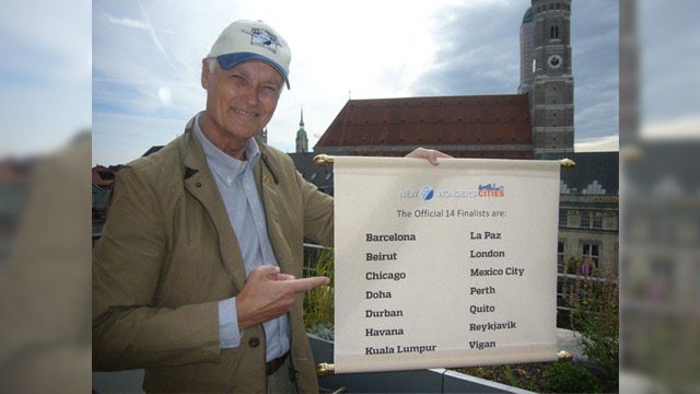 VIGAN IS IN. Bernard Weber, founder-president of New7Wonders, reveals the 14 qualifying cities in Munich, the technology hub of New7Wonders. Photo from new7wonders.com