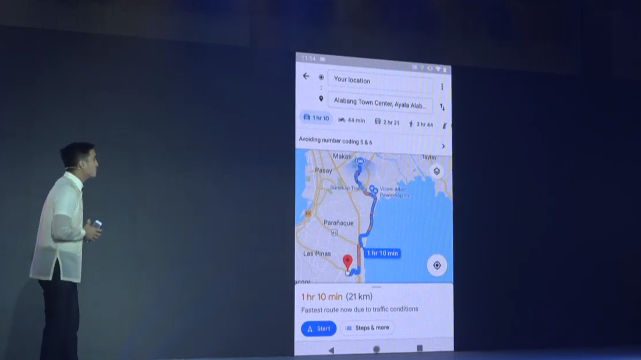 GOOGLE MAPS. The new number coding feature is shown off at Google's event. Screenshot from livestream. 
