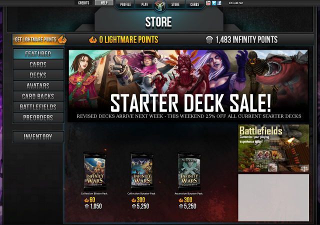 STOREFRONT. The Infinity Wars game relies on microtransactions to keep going.