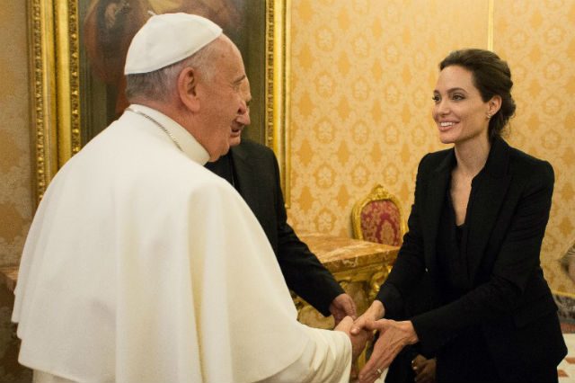 Angelina Jolie meets Pope Francis, shows off new film