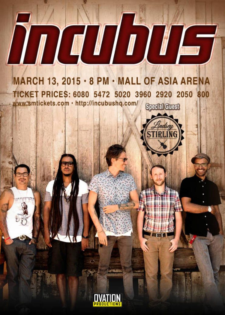 Incubus, Lindsey Stirling to play Manila show
