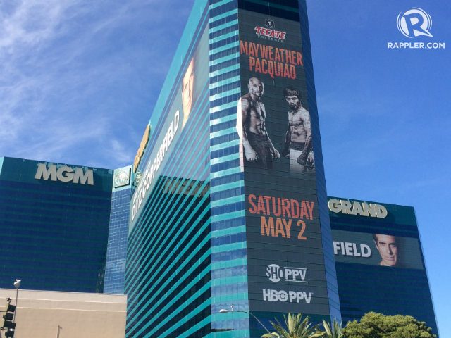HOME TURF. Mayweather and Pacquiao may both be featured on the side of the MGM, but there's no mistaking who the hometown fighter is. Photo by Ryan Songalia   