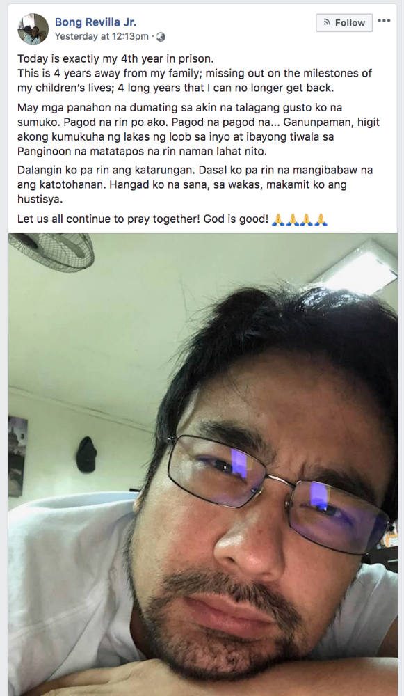Bong Revilla’s phone confiscated after jail anniversary selfie
