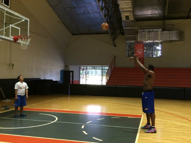 Thornton works on his free throw technique at NLEX practice. Photo by Naveen Ganglani