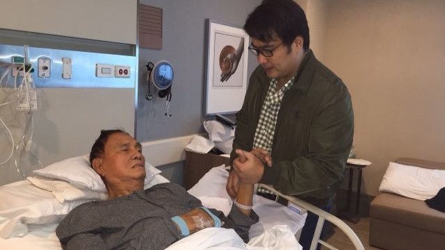 AILING FATHER. Detained Senator Bong Revilla is allowed by the Sandiganbayan to visit his ailing father at a Taguig City hospital. Photo from the staff of Senator Revilla   