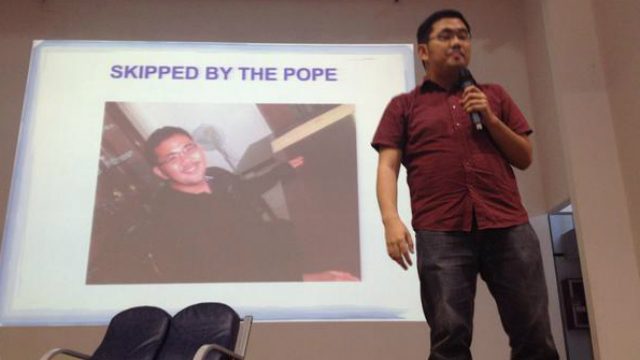 SKIPPED BY THE POPE? Rappler multimedia reporter Paterno Esmaquel II talks about his experiences in covering Typhoon Yolanda and the Papal Visit. Photo by Raisa Serafica 