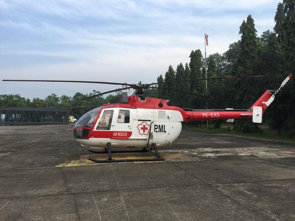 PMI Pusat memberangkatkan satu pesawat Helikopter Ambulance Udara yang disiagakan di sepanjang jalur mudik. Foto dari Facebook/Yadi Jentak 