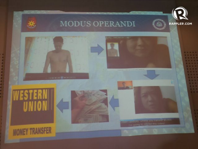 SEXTORTION SCHEME. Philippine police illustrate how the 
