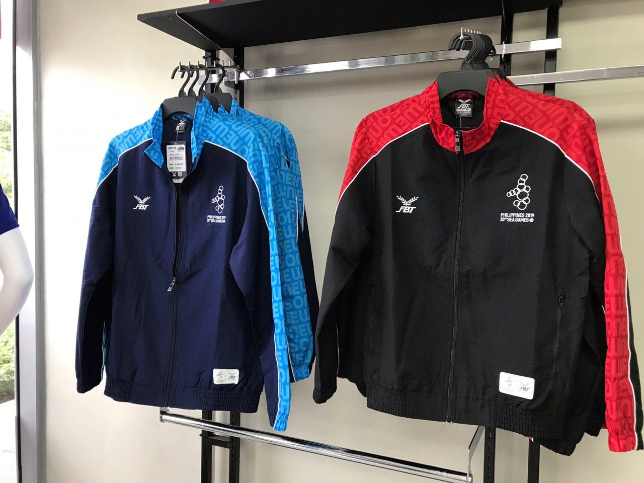 TRACK JACKETS. The FBT track jackets made of windbreaker material are among the most expensive items at P2,999 (US $59). Photo by Beatrice Go/Rappler   
