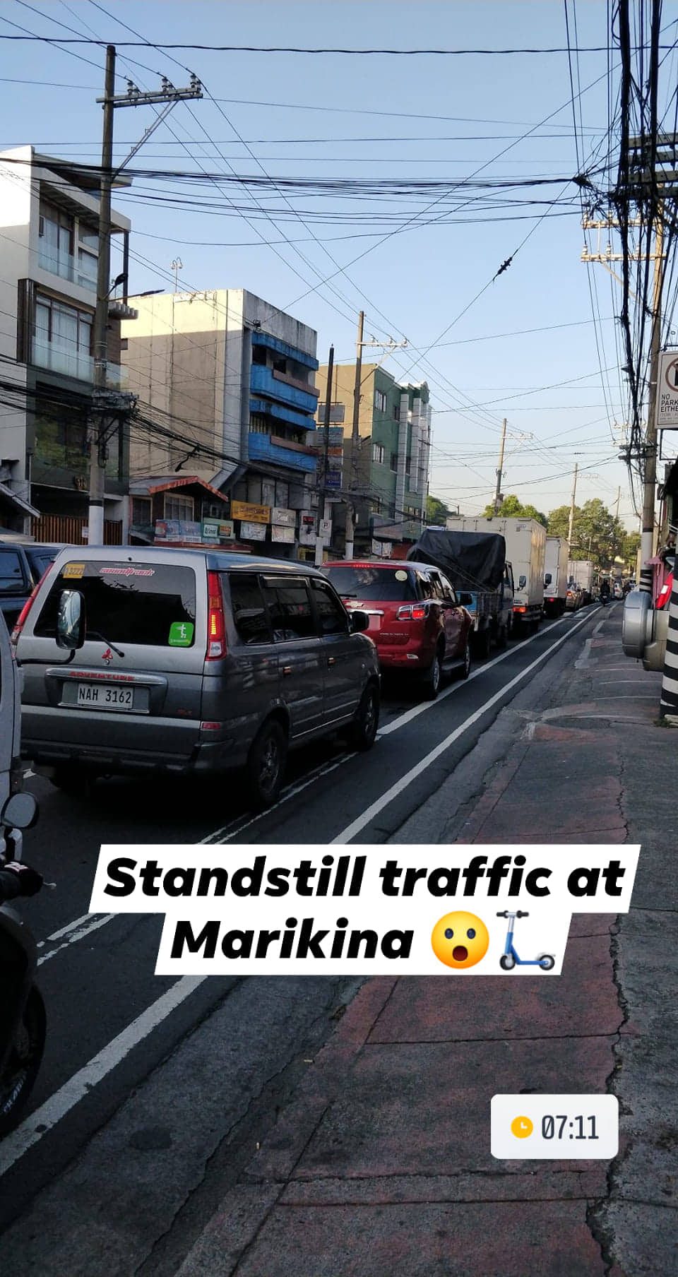 ON THE WAY. Jaime Limpo shares an IG story of the standstill traffic in Marikina during his ride to the Malacañang office. 