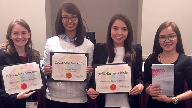 Philippine law school aces international moot competition