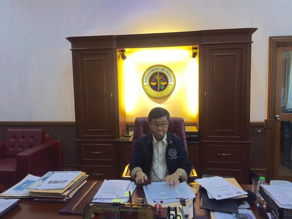 DOJ CHIEF. Justice Secretary Vitaliano Aguirre II inside his office at the DOJ Headquarters in Padre Faura, Manila taken during an interview with Rappler on June 1, 2017. Photo by Lian Buan/Rappler 