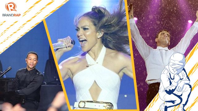 Artists from L-R: John Legend, Jennifer Lopez, Robbie Williams 