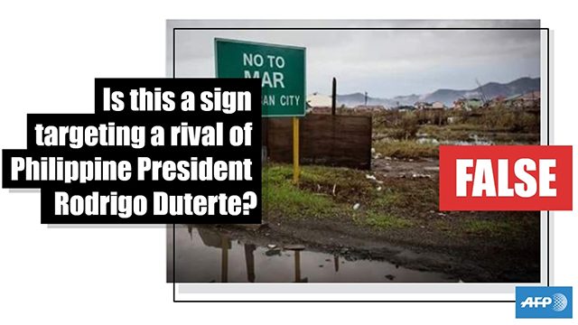 FALSE: Is this a sign targetting a rival of Philippine President Rodrigo Duterte?
