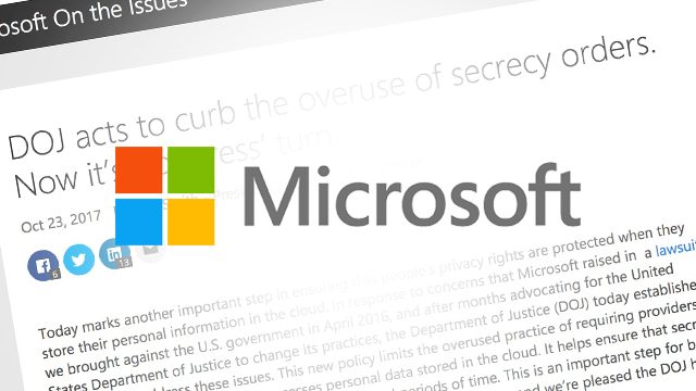 Microsoft drops lawsuit as U.S. government limits use of gag orders