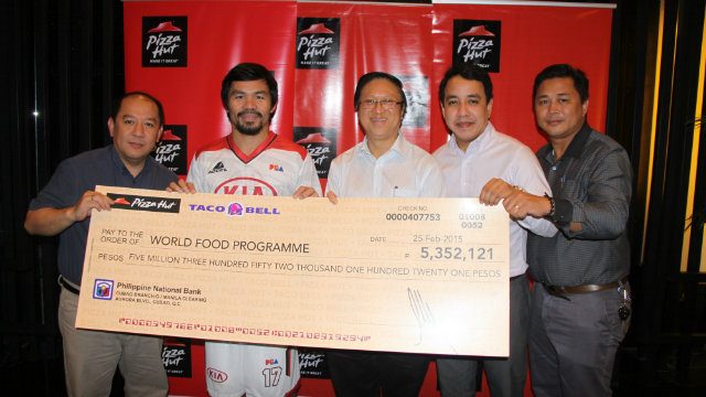 Pizza Hut, Taco Bell, Pacman donate P5.3M to fight hunger